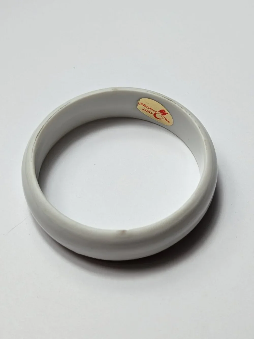 Vintage Maryland China Hardstone White Bangle Bracelet Porcelain Stone